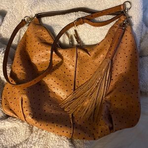 Large Ostrich print leather tote bag